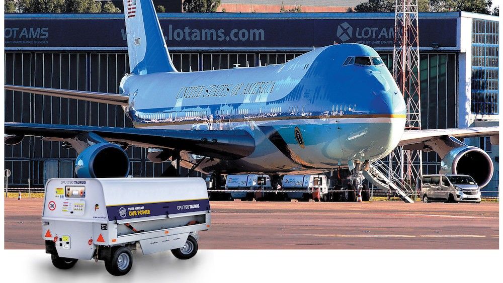 Zasilacze Taurus zostały wykorzystane do wsparcia samolotu Air Force One podczas wizyty prezydenta USA Donalda Trumpa w Polsce w 2017 roku. Fot. Jarosław Wójcik
