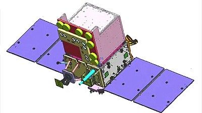Satelita zwiadu elektronicznego EMISAT. Ilustracja: ISRO