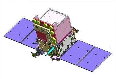Satelita zwiadu elektronicznego EMISAT. Ilustracja: ISRO