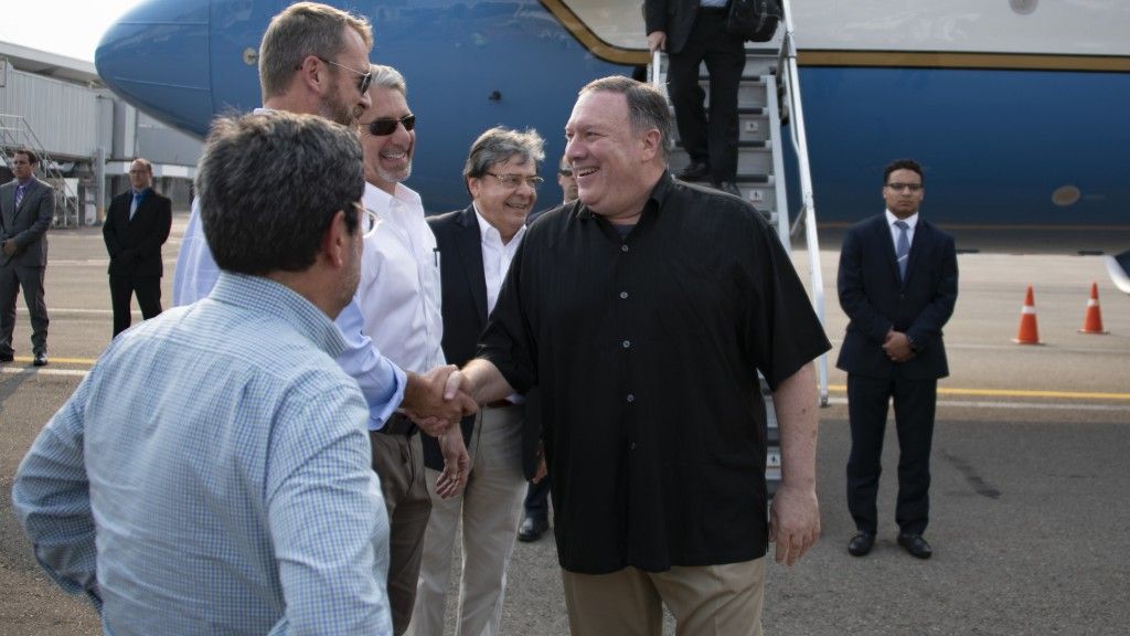 Sekretarz Stanu USA Mike Pompeo przybywa do miasta Cucuta / Fot. Dept of State/ flickr