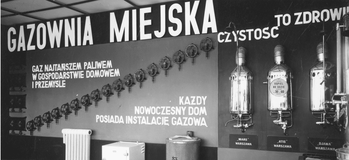 Wystawa budowlano-mieszkaniowa-fragment ekspozycji gazowni warszawskiej, 1935 rok. Fot. NAC