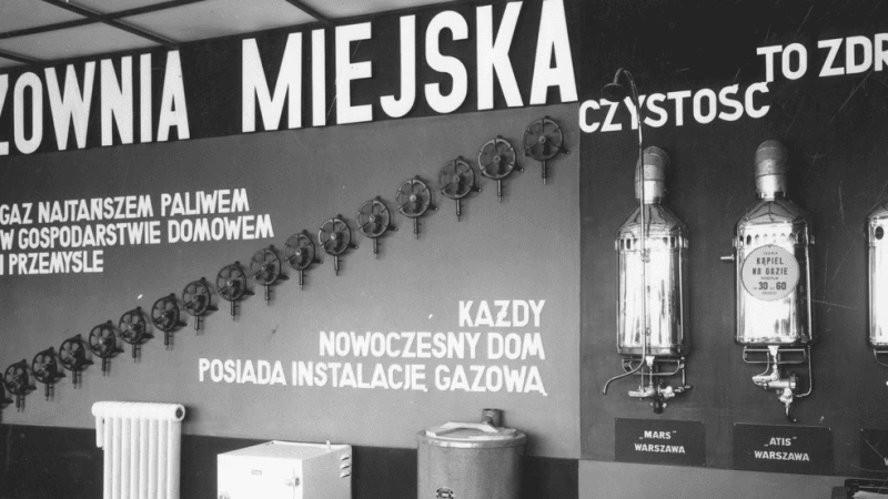 Wystawa budowlano-mieszkaniowa-fragment ekspozycji gazowni warszawskiej, 1935 rok. Fot. NAC