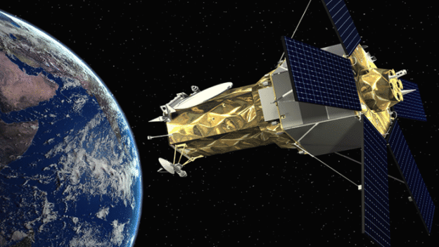 Artystyczna wizualizacja satelity WorldView-4. Ilustracja: Lockheed Martin
