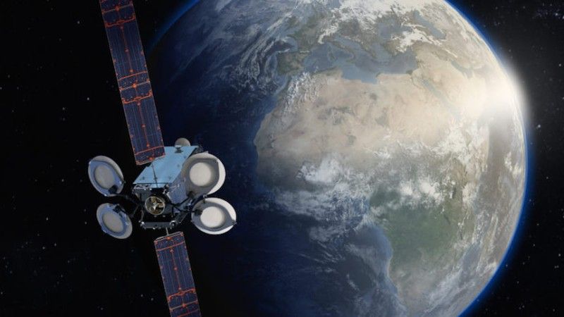 Artystyczna wizualizacja satelity AMOS-17. Ilustracja: Boeing