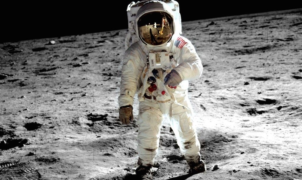 Edwin Aldrin z załogi Apollo 11 na Księżycu. Fot. NASA