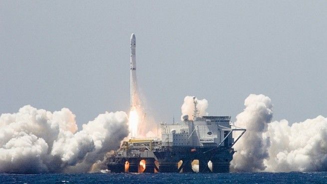 Start z platformy Ocean Odyssey (Sea Launch). Fot. S7 Space [s7space.ru]