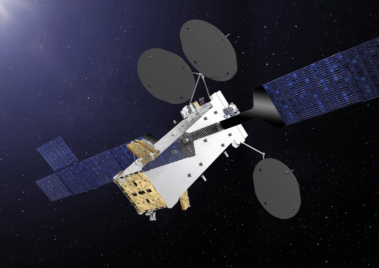 Satelita SATRIA - koncepcja graficzna. Ilustracja: Thales Alenia Space [thalesgroup.com]