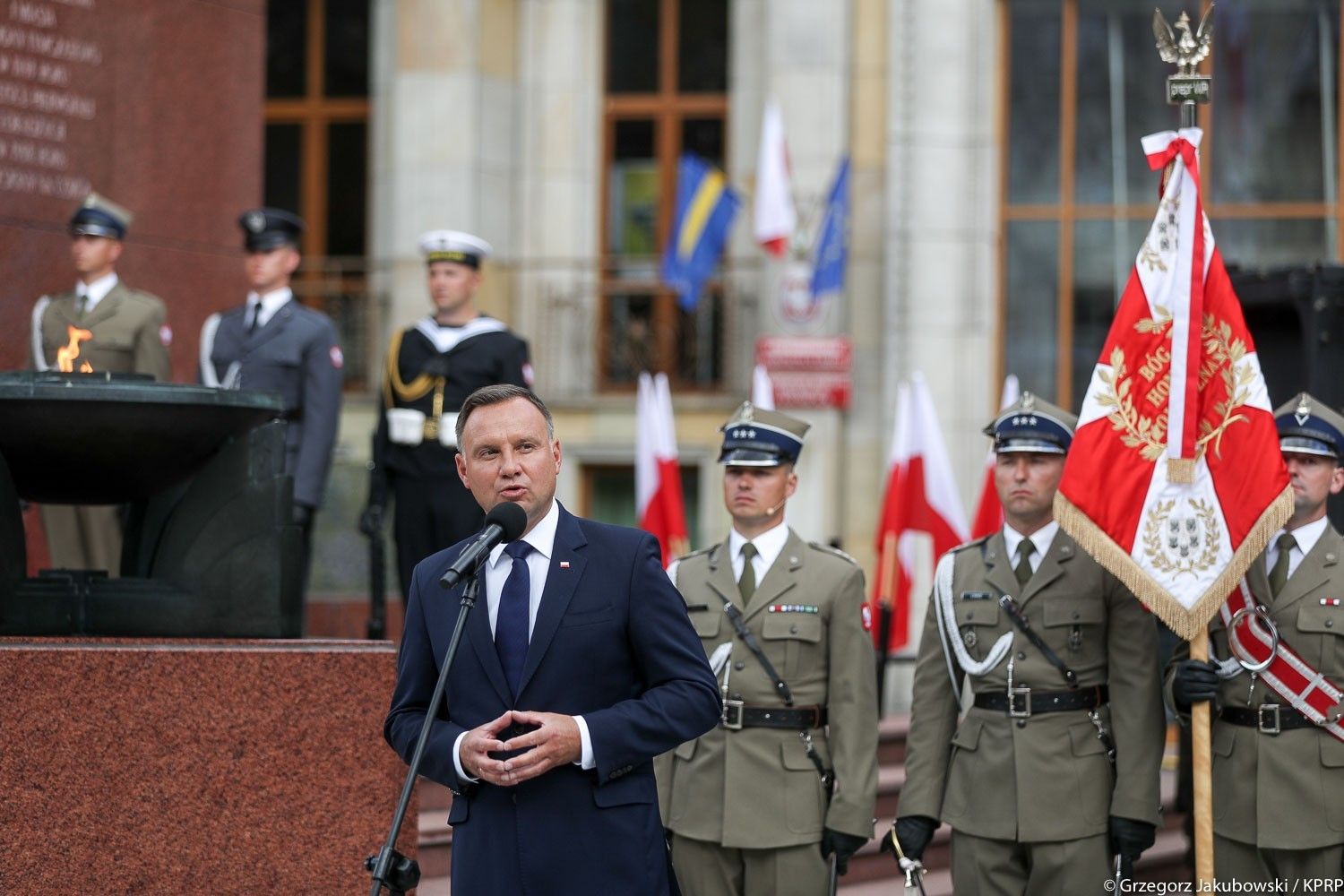 Prezydent Andrzej Duda podczas przemowy w Katowicach / Fot. Grzegorz Jakubowski / KPRP