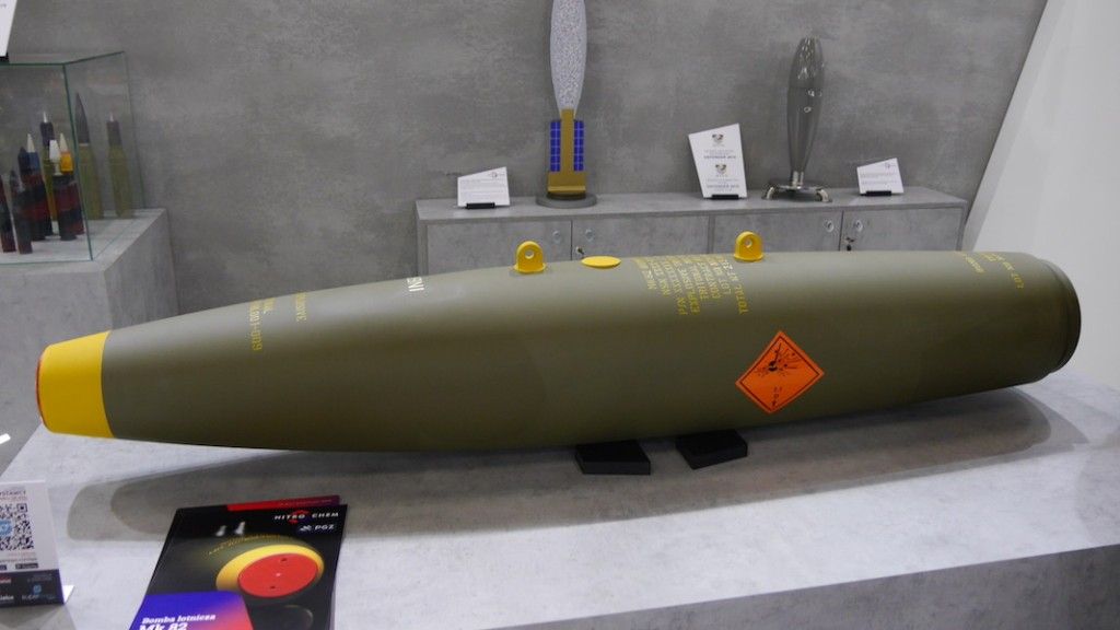 Bomba Mk 82 produkcji Nitro-Chem demonstrowana na MSPO (zdjęcie ilustracyjne). Fot. Mateusz Zielonka/Defence24.pl