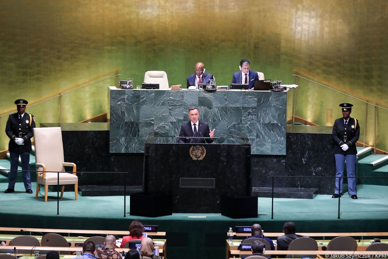 Prezydent Andrzej Duda podczas przemowy w trakcie 74. Zgromadzenia Ogólnego ONZ / Fot. Jakub Szymczuk/ KPRP