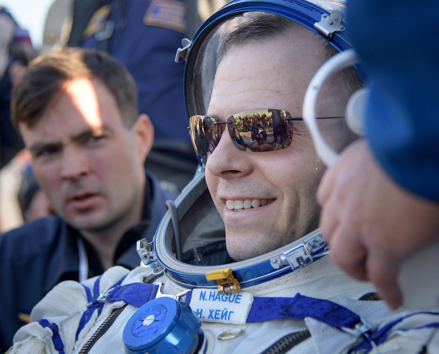 Nick Hague na krótko po powrocie z ISS. Fot. NASA [nasa.gov]