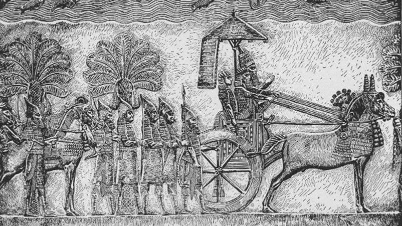 Sennacheryb, władca Asyrii z dynastii Sargonidów (płaskorzeźba)