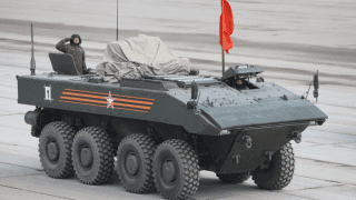 Pojazd Bumierang podczas pierwszego pokazu - próby przed defiladą 9 maja 2015 roku. Fot. Vitaly V. Kuzmin/WIkipedia/CC BY SA 3.0.