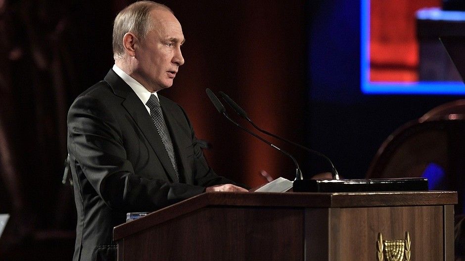Władimir W. Putin, prezydent Federacji Rosyjskiej, przemawia podczas obchodów w Jerozolimie / Fot. kremlin.ru