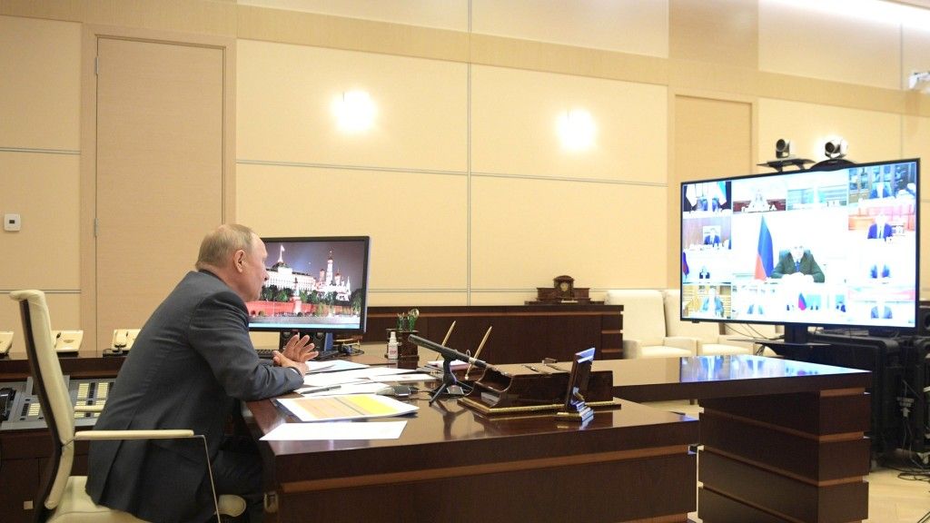 Telekonferencja prezydenta Putina z rosyjskim rządem 1 kwietnia br. Fot. kremlin.ru