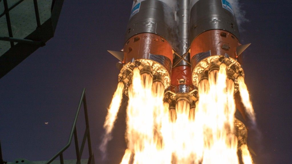 Start rakiety Sojuz 2.1a z załogą misji MS-16 na Międzynarodową Stację Kosmiczną - 9 kwietnia 2020 roku. Fot. Roskosmos [roscosmos.ru]