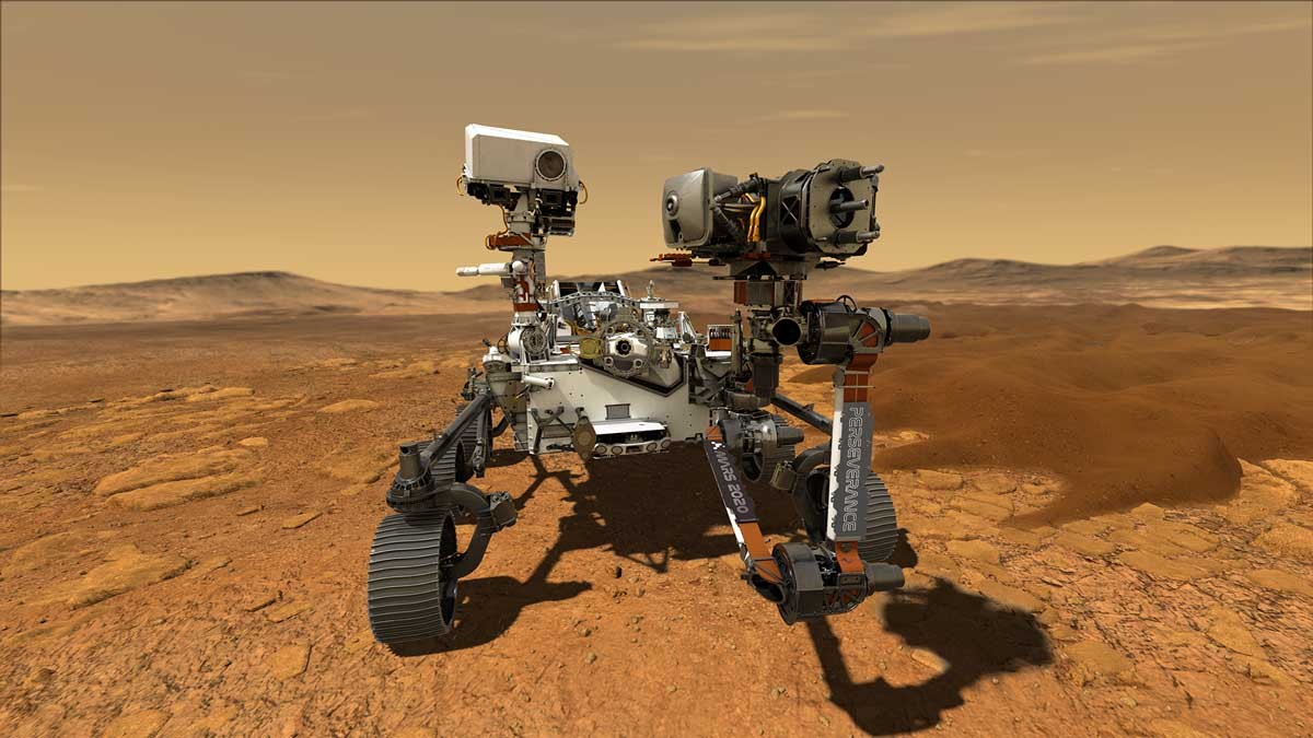 Łazik Mars Perseverance - wizualizacja. Ilustracja: NASA/JPL-Caltech [mars.nasa.gov]