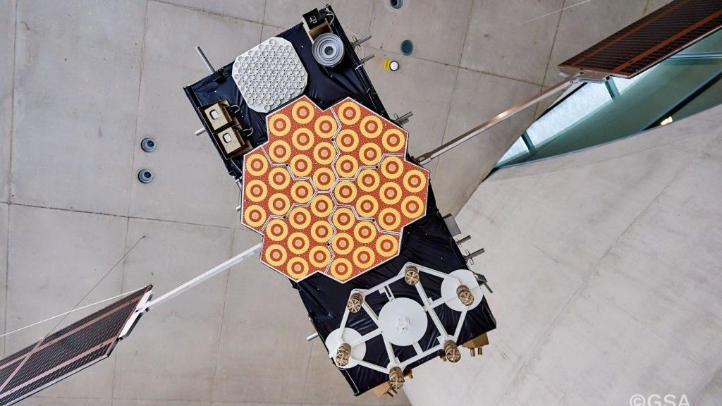 Model satelity systemu nawigacyjnego Galileo. Fot. European GNSS Agency [gsa.europa.eu]