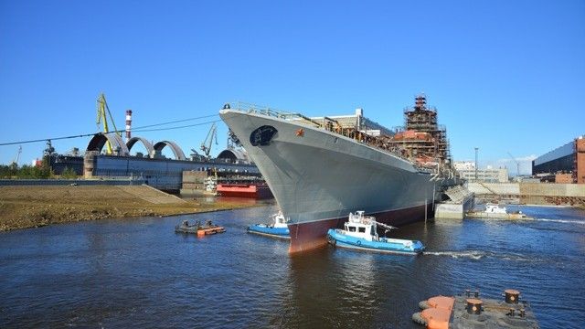 Krążownik “Admirał Nachimow” w czasie prac remontowych w stoczni „Siewmasz” w Siewierodwińsku. Fot. sevmash.ru