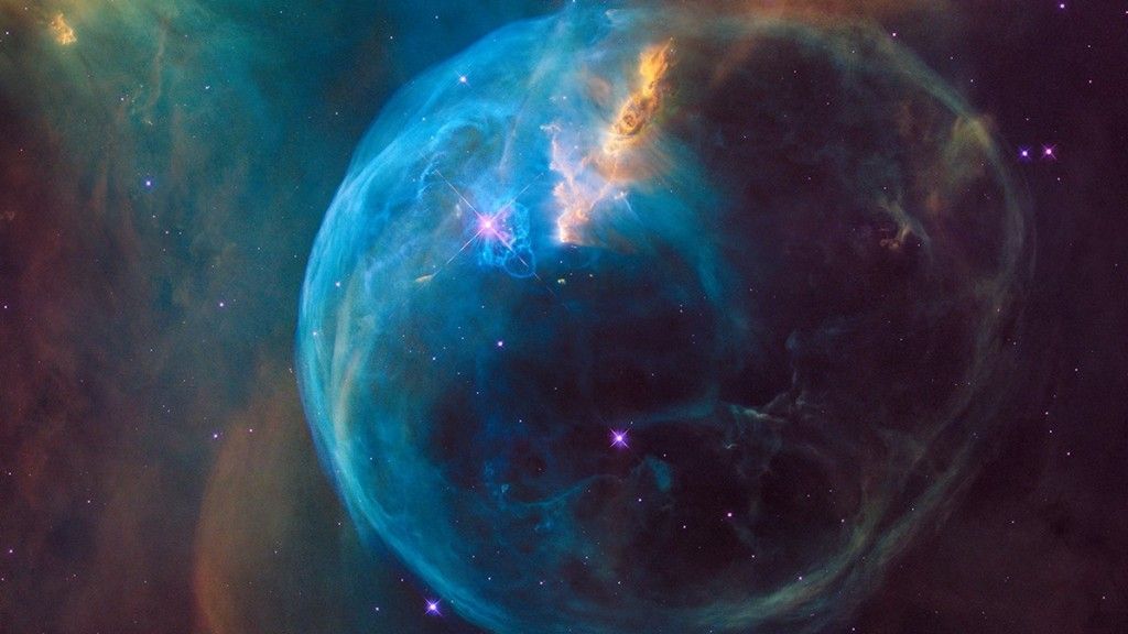 Fotografia mgławicy emisyjnej NGC 7635 (Bubble Nebula - czyli Bańka lub Bąbel) uchwycona z użyciem teleskopu Hubble'a. Fot. NASA, ESA, and the Hubble Heritage Team (STScI/AURA), F. Summers, G. Bacon, Z. Levay, and L. Frattare [nasa.gov]