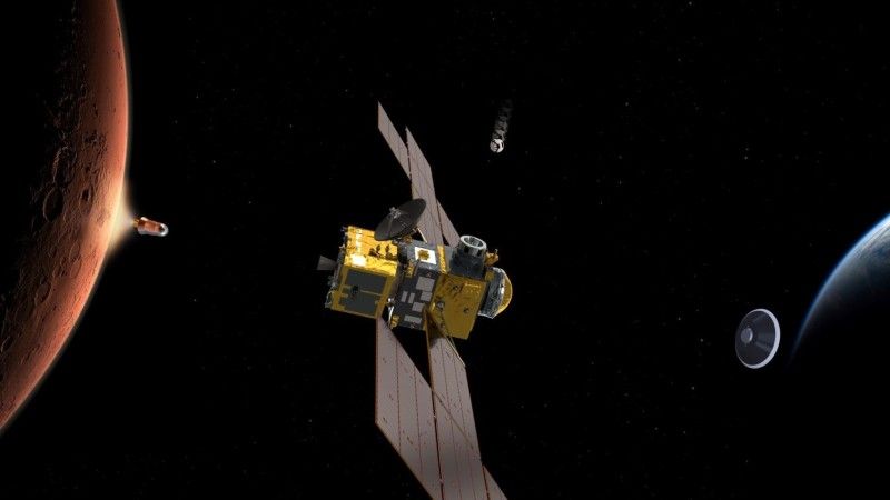 Earth Return Orbiter - statek mający sprowadzić kapsułę z marsjańskimi próbkami na Ziemię. Ilustracja: ESA