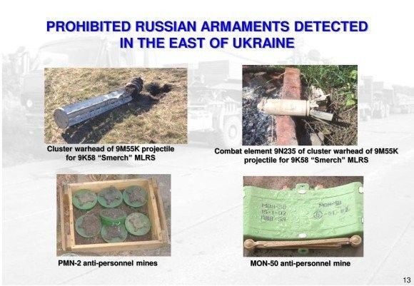 Zabronione prawem międzynarodowym rosyjskie uzbrojenie zidentyfikowane na Wschodniej Ukrainie Fot. gur.mil.gov.ua