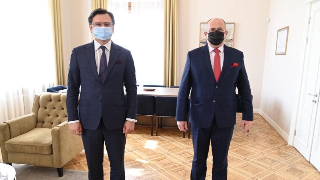 Dmytro Kułeba i Zbigniew Rau, fot. MSZ Ukrainy via Twitter