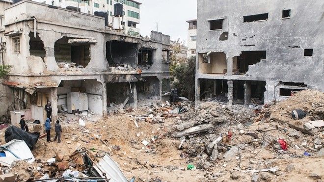 zniszczone zabudowania w stefie Gazy, grudzień 2012, zdjęcie ilustracyjne. Fot: desde Palestina/wikipedia.com/CC BY-SA 3.0