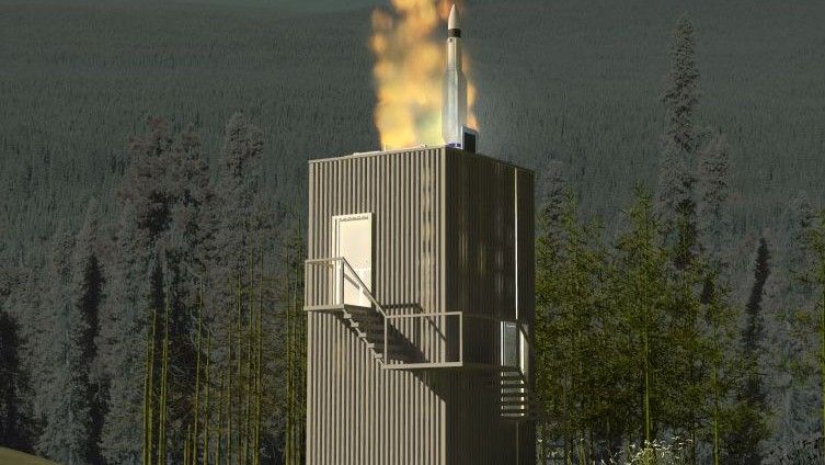 Rysunek koncepcyjny wyrzutni lądowej rakiet SM-3. – Fot. Raytheon