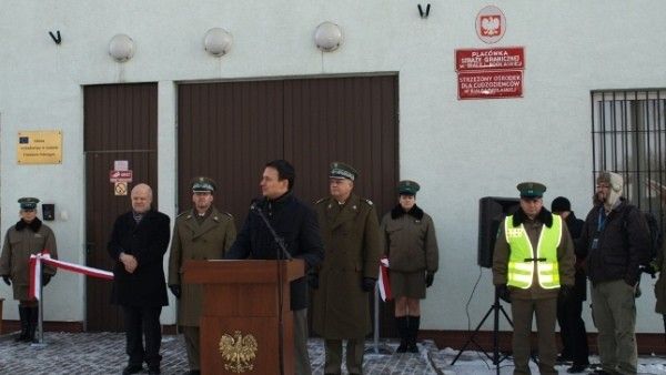 Minister spraw wewnętrznych Jacek Cichocki na uroczystym otwarciu placówki SG w Białej Podlaskiej - fot. Nadbużański OSG