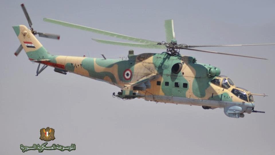 Śmigłowiec szturmowy Mi-25 rosyjskiej produkcji należący do Syryjskich Sił Powietrznych - fot. theboresight.blogspot.com