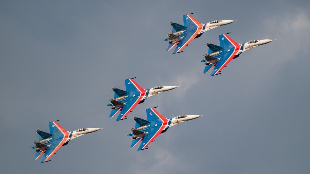 Samoloty Su-27 rosyjskiego zespołu akrobacyjnego Russkije Witjazi - fot. Russkije Witjazi