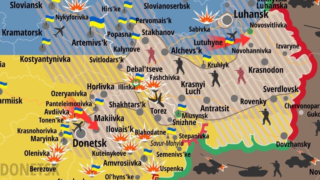 Sytuacja na froncie ukraińskiej operacji antyterrorystycznej z dnia 15 sierpnia br. Fot. mediarnbo.org/Defence24.pl
