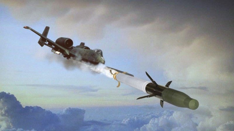 Wizja odpalenia pocisku APKWS z samolotu szturmowego A-10 Thunderbolt II. Ilustracja: BAE Systems.