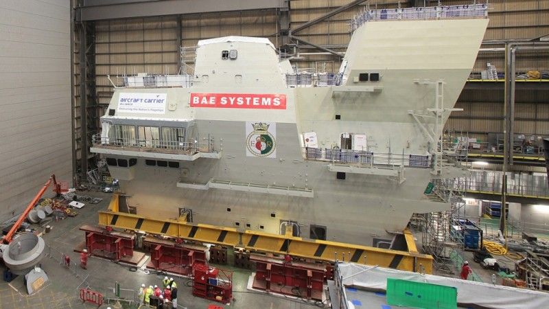 Nadbudówka dziobowa lotniskowca HMS Queen Elizabeth została pokazana - fot. BAE Systems