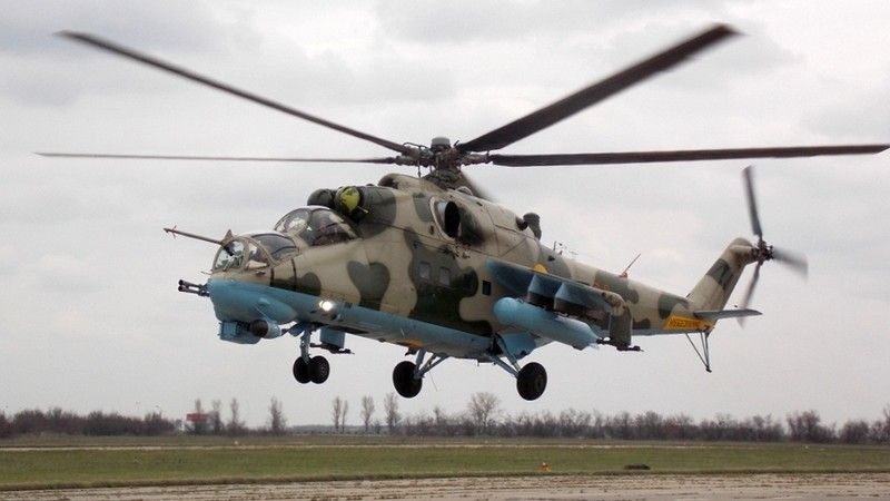 W Doniecku ukraińskie lotnictwo wojskowe wykorzystywało przeciwko prorosyjskim rebeliantom m.in. śmigłowce Mi-24. Fot. mil.gov.ua.