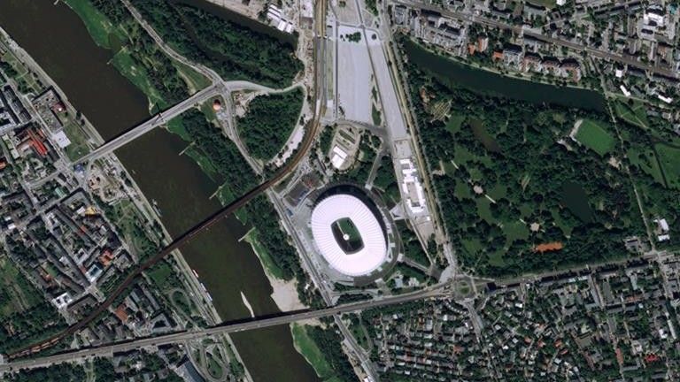 Widok Stadionu Narodowego w Warszawie uzyskany dzięki satelitom należącym do Astrium- fot. archiwum Astrium