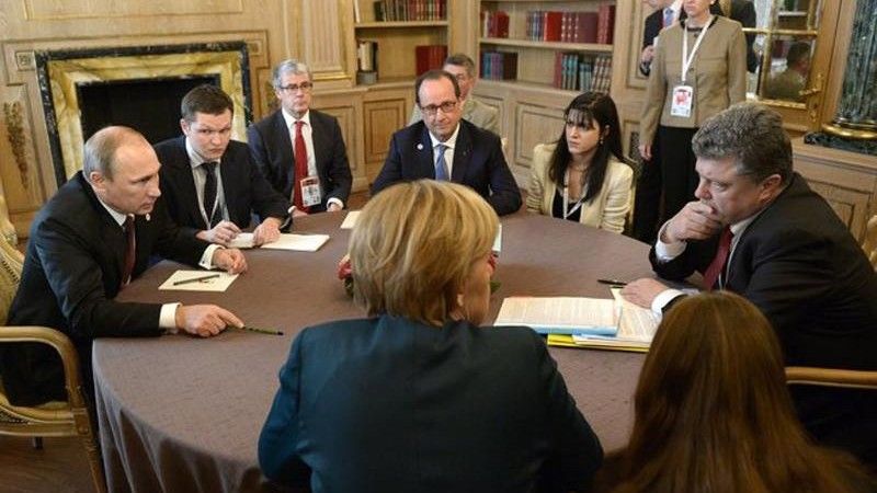 Spotkanie przywódców Ukrainy, Niemiec, Francji i Rosji w 2014 roku. Fot. Kremlin.ru/Wikipedia.