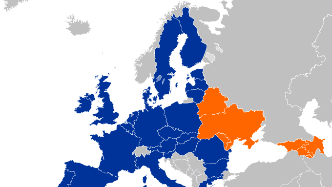 Kolorem pomarańczowym zaznaczono kraje Partnerstwa Wschodniego- fot. Wikipedia