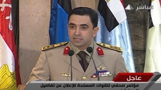Rzecznik ESZ, płk. Ali Mohammed Ali - fot. I Program Egipskiej Publicznej Telewizji.