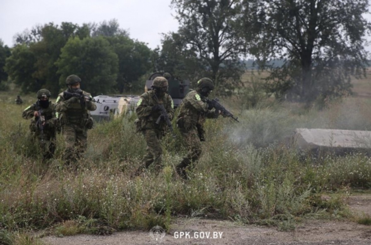 Grupa taktyczna OSAM w sierpniowych ćwiczeniach pod Grodnem. Fot. GPK (Gospogrankomitet)
