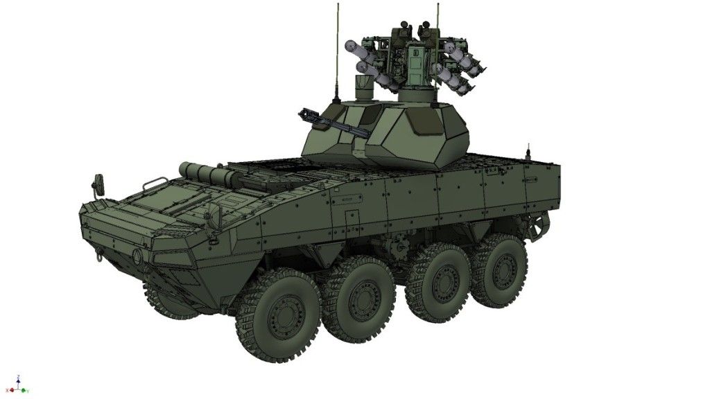 Model artyleryjsko-rakietowego zestawu na KTO Rosomak. Ilustracja: PGZ