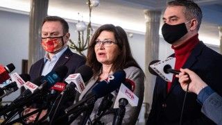 Od lewej: Tomasz Trela, Beata Maciejewska, Krzysztof Gawkowski (wszyscy z Lewicy).