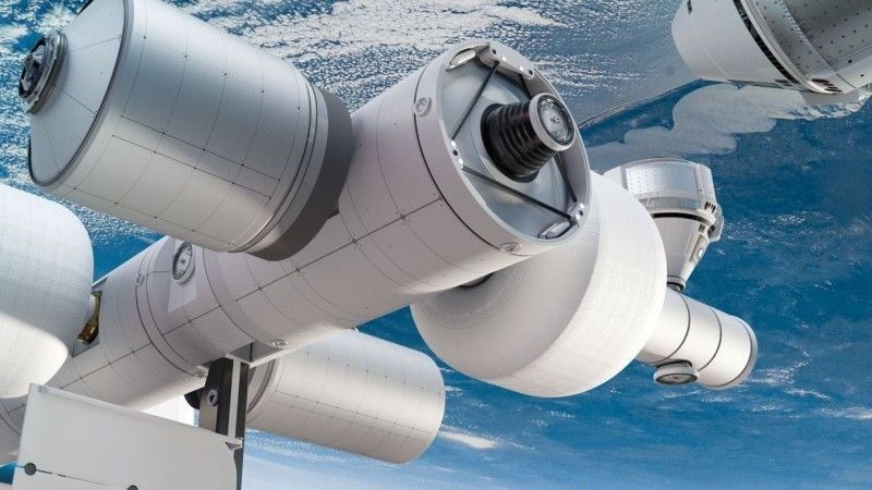 Grafika koncepcyjna przedstawiająca projekt prywatnej stacji kosmicznej Orbital Reef.