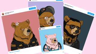 "Miśki" z kolekcji Fancy Bears Metaverse na profilach polskich celebrytów (od lewej): Joanny Jędrzejczyk, Krzysztofa Gonciarza, Aleksandry Nowak i Malika Montany.