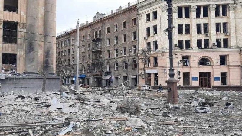Zniszczenia po ostrzale Charkowa