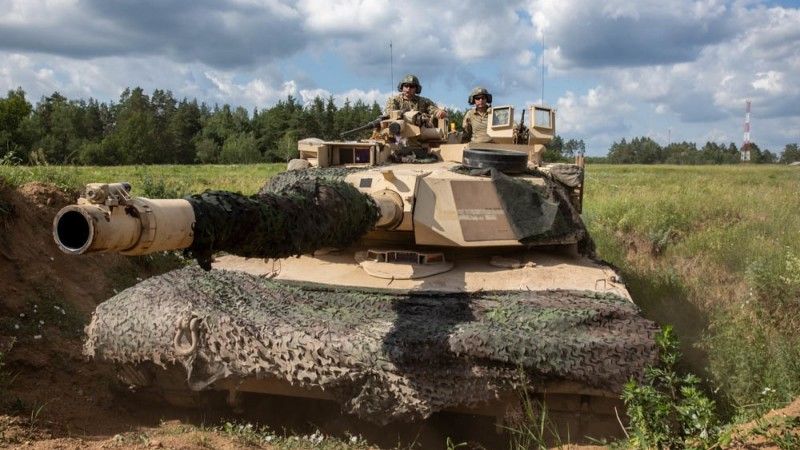 Abrams w wersji M1A1, podczas ćwiczeń Gwardii Narodowej USA w rejonie Orzysza i Bemowa Piskiego.