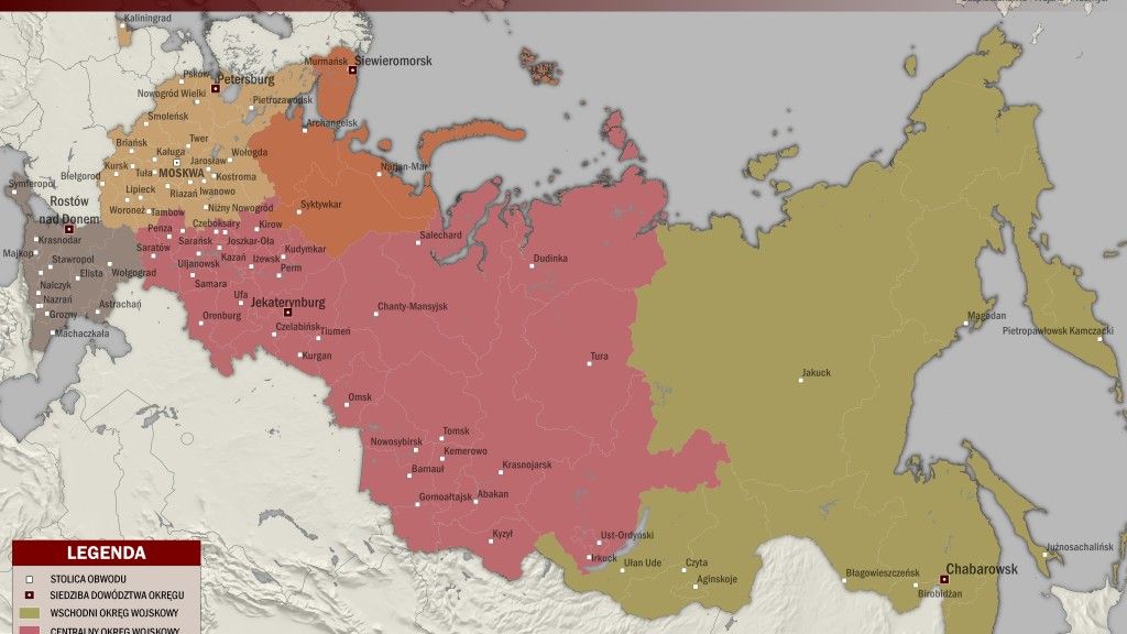 Podział terytorium Rosji na okręgi wojskowe
