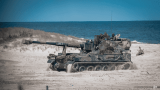 Krab howitzer, during an exercise.