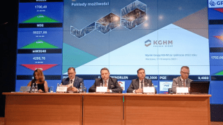 Konferencja wynikowa KGHM 18 sierpnia 2022 r. w Sali Notowań GPW
